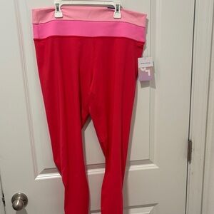 JoyLab Pink and Red Colorblock High-Waist Leggings